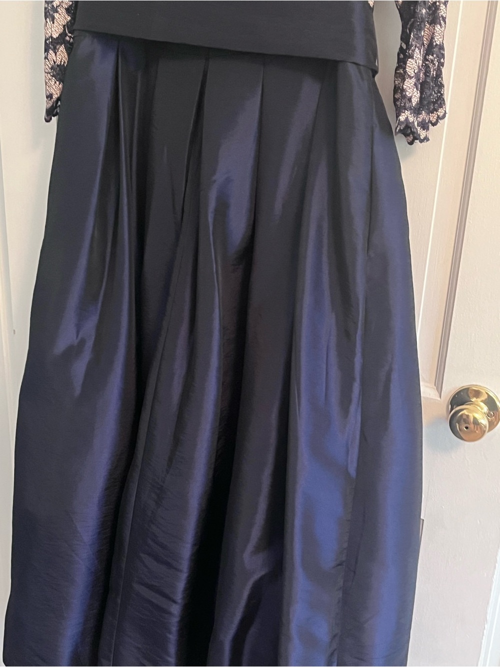Jessica Howard Navy Satin Skirt with  Lace Bodice Maxi Dress - Picture 5 of 11